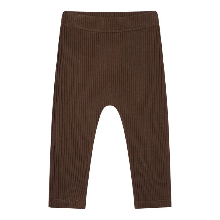 Young Original Babies' Rib Leggings 3 Pack, Brown Dark, hi-res