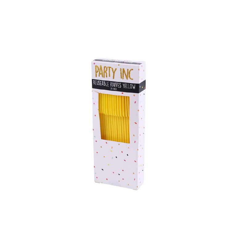 Party Inc Reuseable Knives Yellow 20 Pack, , hi-res