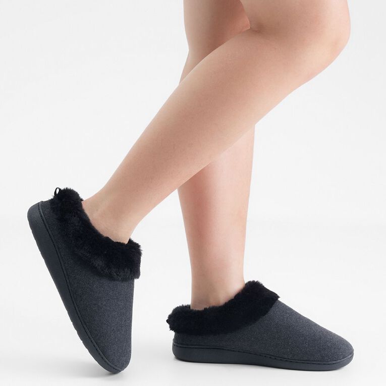 H&H Women's Recycled Memory Slippers, Charcoal/Marle, hi-res