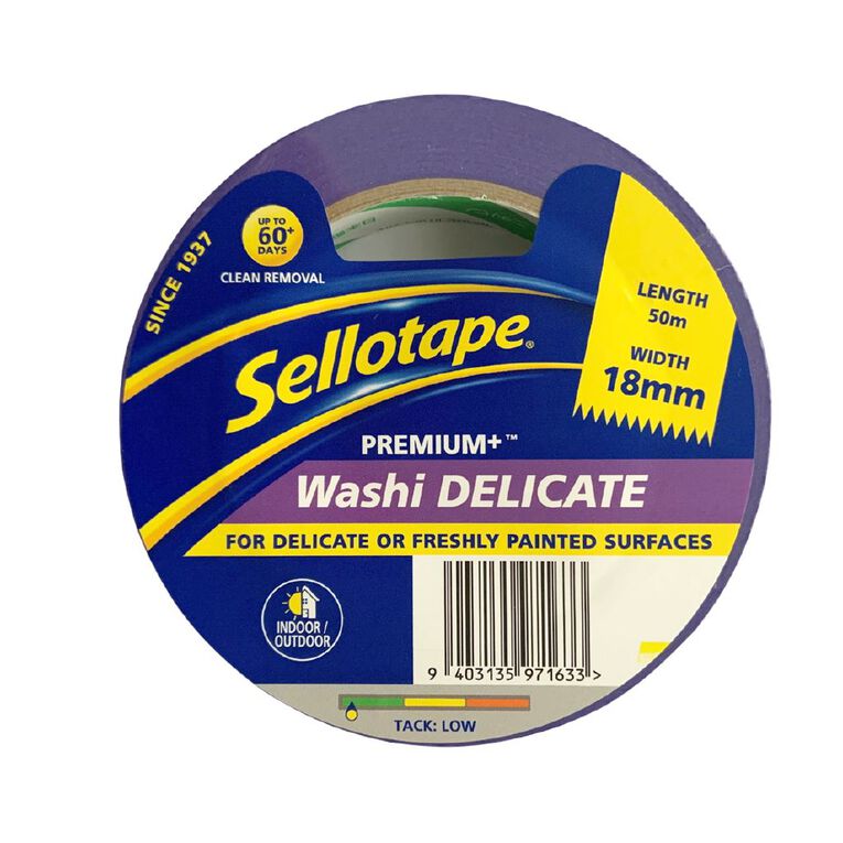 Sellotape Artist Masking Washi Premium+ Tape 18mm x 50m Purple, , hi-res