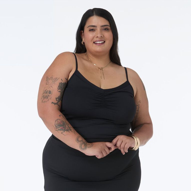 H&H Women's Contour Ruched Camisole, Black, hi-res