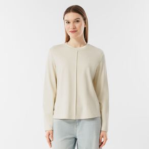 H&H Women's Long Sleeve Ponte Seam Detail Top