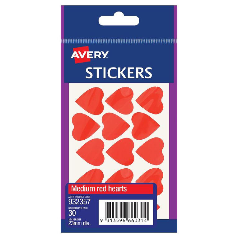 Avery Heart Stickers 23mm Diameter, , hi-res