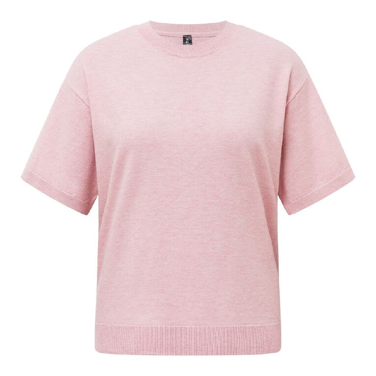 H&H Women's Short Sleeve Knit Tee, Pink Light, hi-res