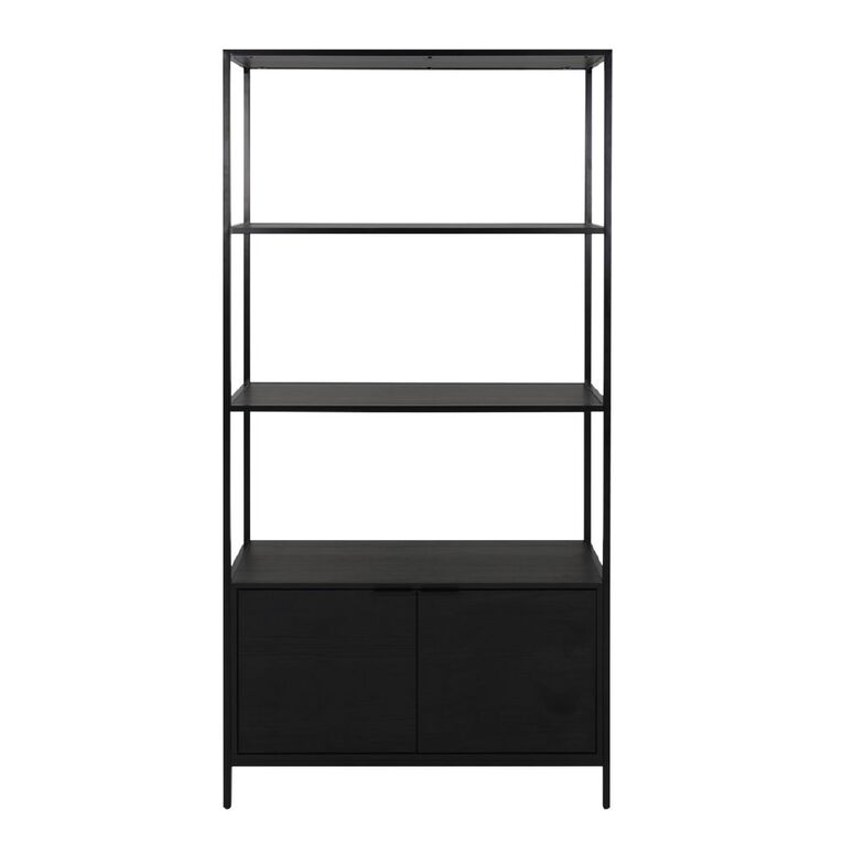 Living & Co Otto Bookshelf with Storage Black, , hi-res