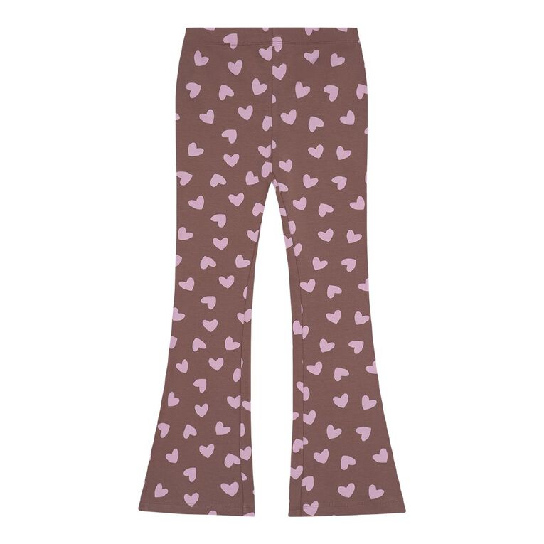 Young Original All Over Print Flare Leggings, Brown Mid, hi-res