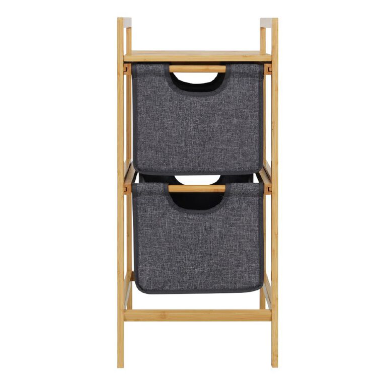 Living & Co Bamboo 2 Drawer Basket Shelf, , hi-res