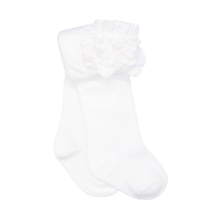 Underworks Infants' Ruffle Bum Tights 1 Pack, Cream, hi-res