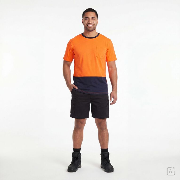 Rivet Compliant Short Sleeve Fluoro Tee, Orange/Fluro, hi-res