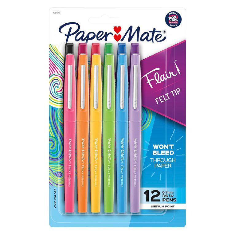 Paper Mate Medium Fashion Flair Felt-Tip Pen 12 Pack Assorted, , hi-res