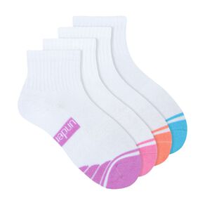 Underworks Kids' Quarter Crew Sport Socks 4 Pack