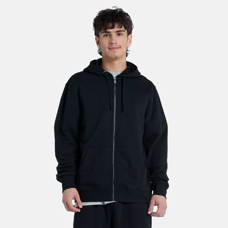 H&H Men's Zip-Thru Hooded Sweatshirt, Black, hi-res