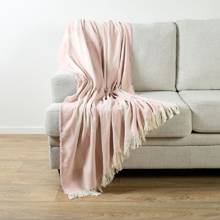 Living & Co Throw Bold Lines Woven Pink Light, , hi-res