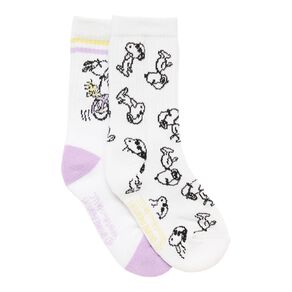 Peanuts Snoopy 2 Pack Ribbed Crew Socks