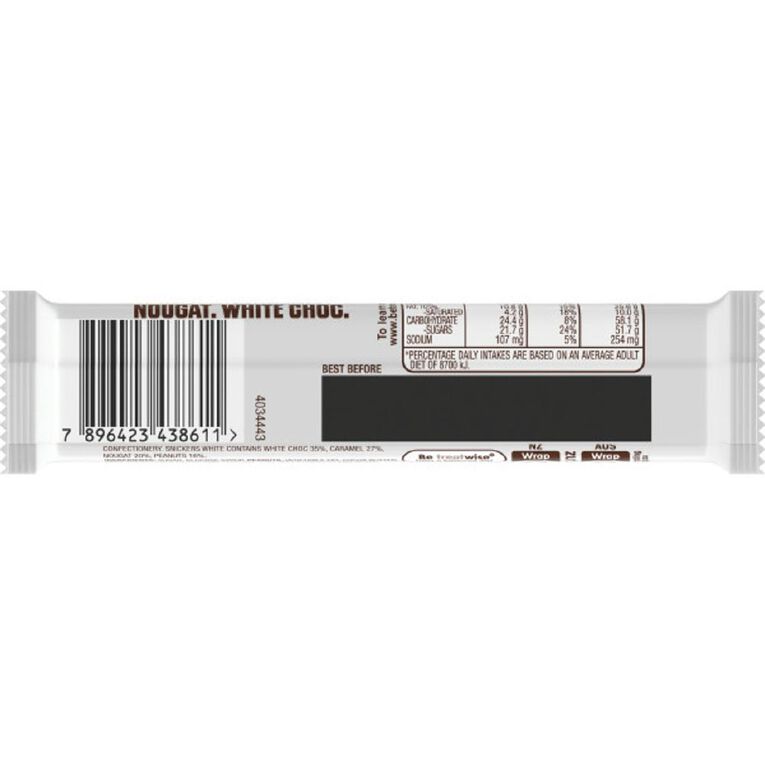 Snickers White Chocolate Peanut Caramel Bar 42g, , hi-res