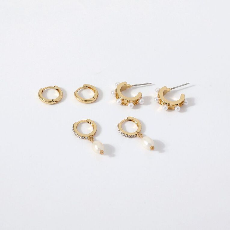 Pearl Earrings Gold Plated, , hi-res