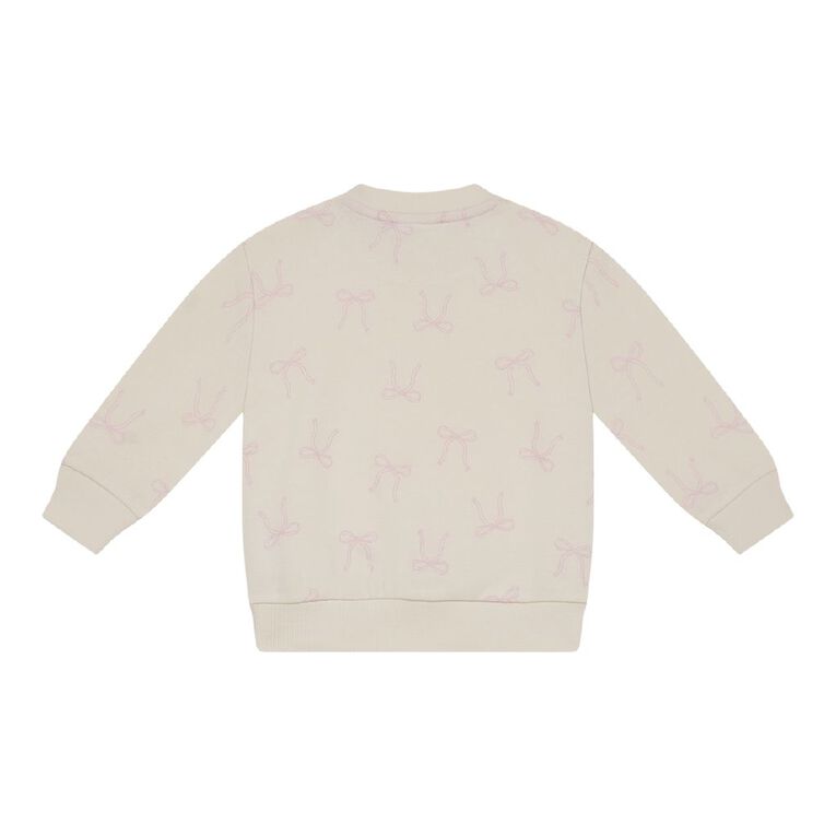Young Original Babies' Crew Printed Sweatshirt, Cream BOWS, hi-res