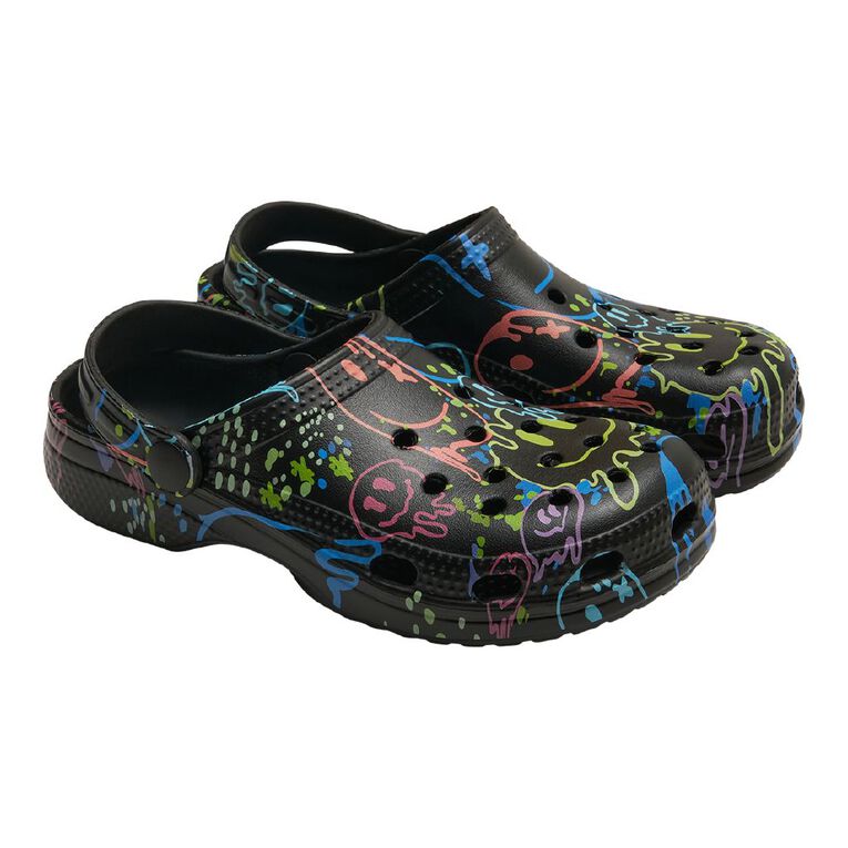 Young Original Senior Kids' Printed Frog Shoes, Black, hi-res