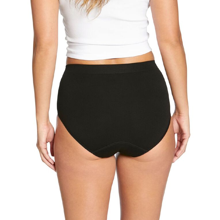 Love Luna Women's Seamfree Period Full Briefs, Black, hi-res