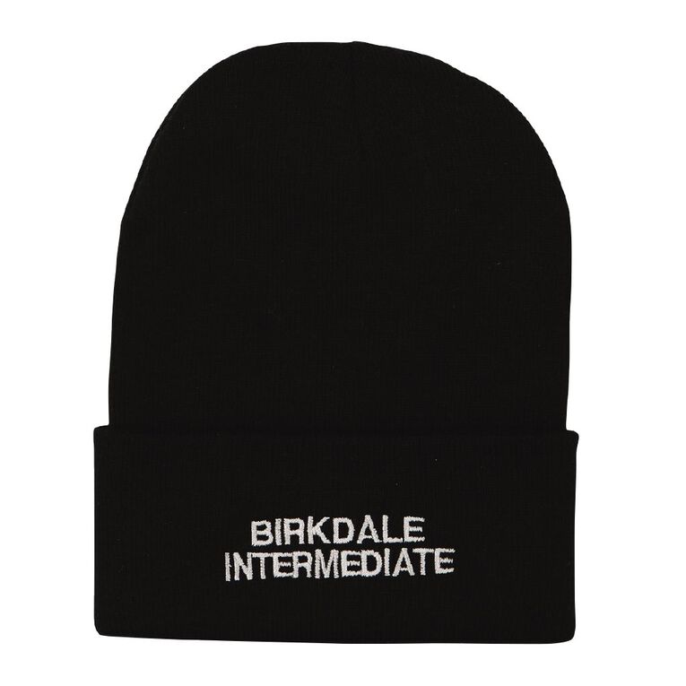 Schooltex Birkdale Intermediate Beanie with Embroidery, Black, hi-res