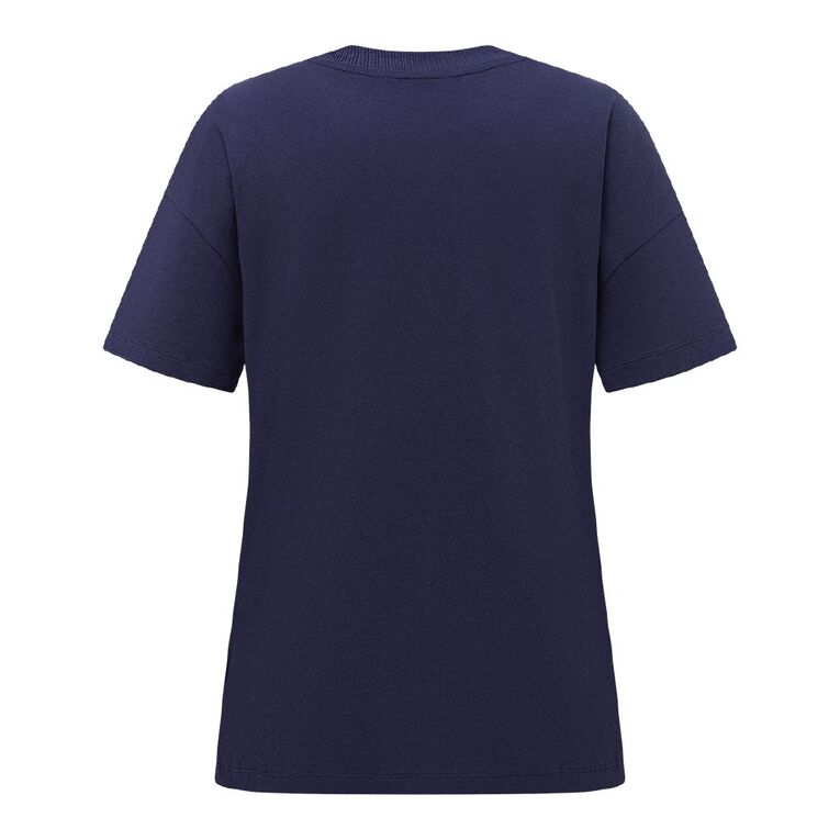 H&H Women's Short Sleeve Boyfriend Graphic Tee, Blue Dark, hi-res