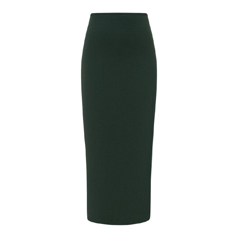 H&H Women's Rib Knit Maxi Skirt, Green Dark, hi-res