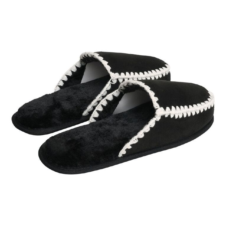 H&H Women's Bridey Scuff Slippers, Black, hi-res