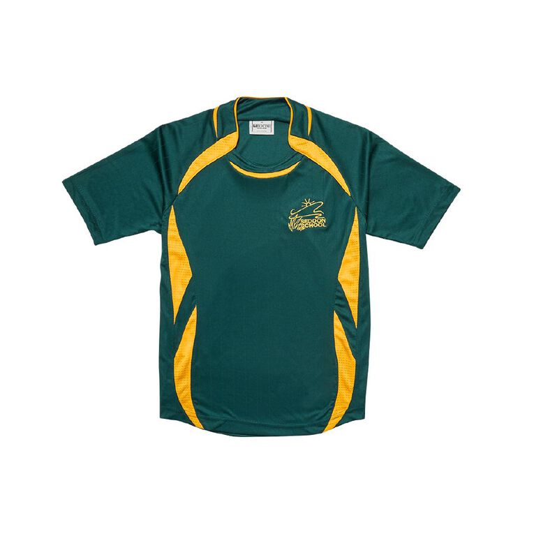 Schooltex Seddon School PE Tee With Embroidery, Bottle/Gold, hi-res