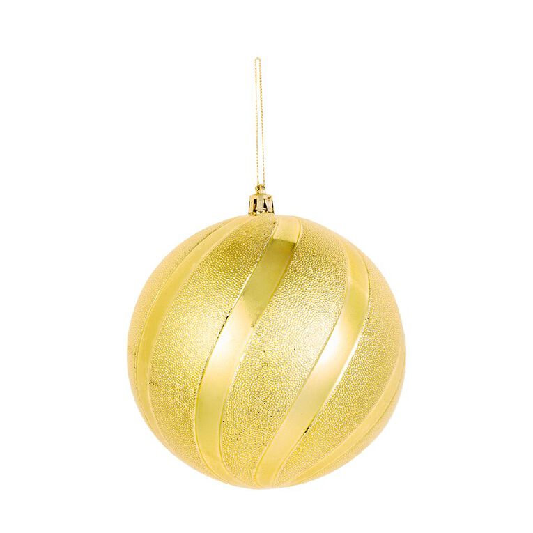 Wonderland Christmas Baubles 12cm Gold 6 Pack, , hi-res