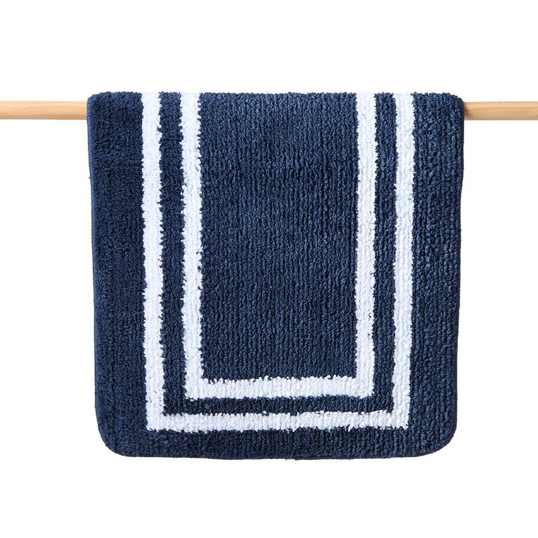 Living & Co Hotel Bath Mat Navy 50cm x 80cm, , hi-res