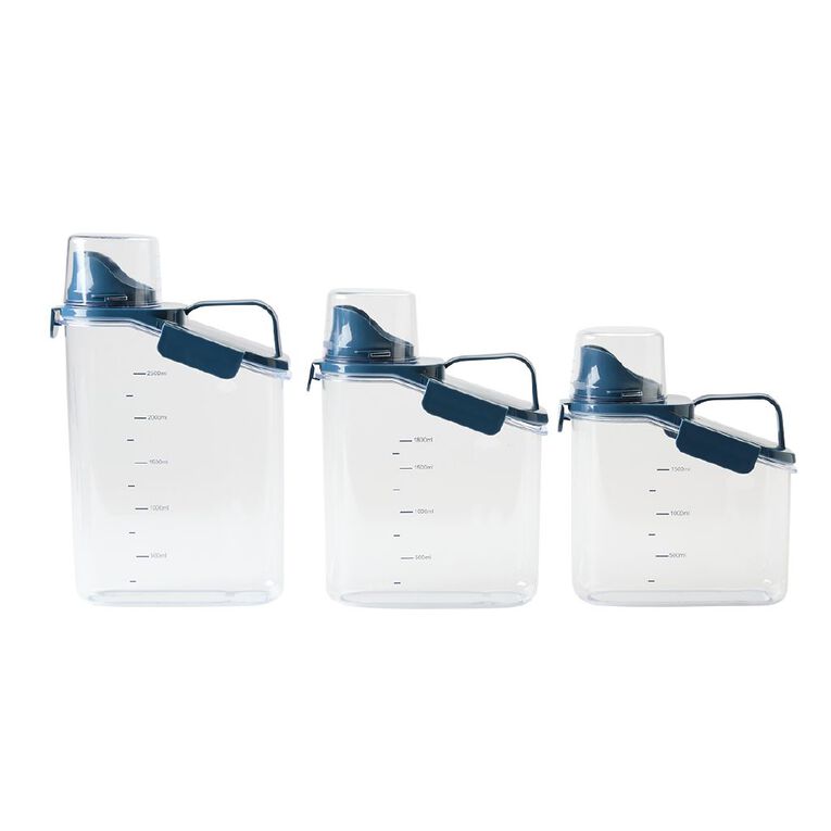 Living & Co Dispensing Container with Measuring Cup Clear 2.5L, , hi-res