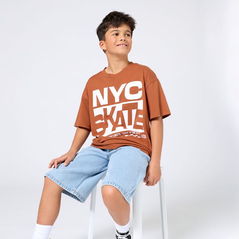 Young Original Short Sleeve Print Tee, Brown Mid, hi-res