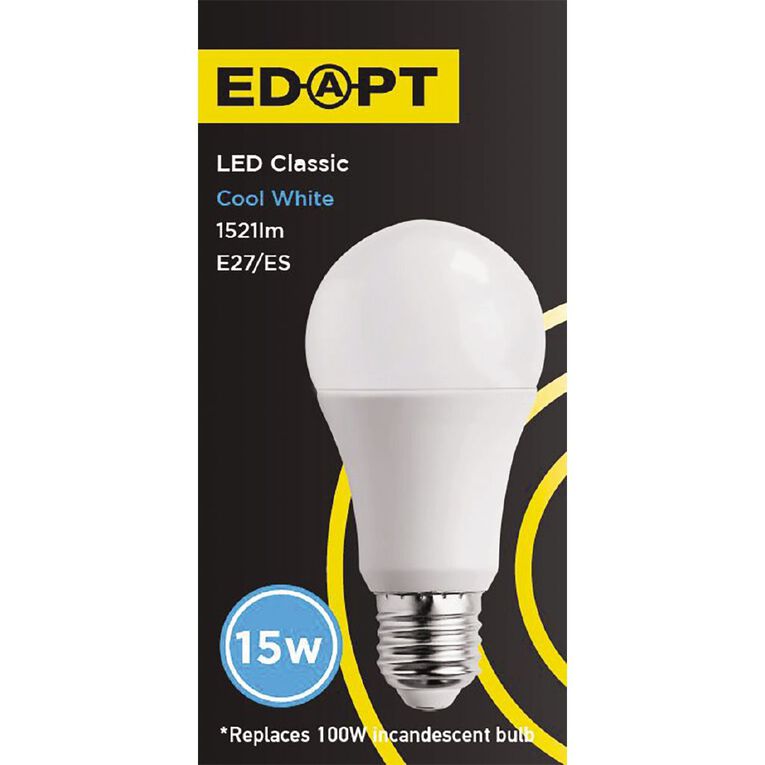 Edapt LED E27 Classic Light Bulb 15W Cool White White The Warehouse