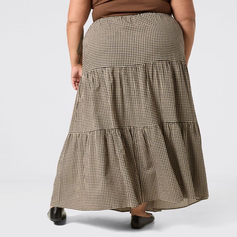 H&H Curve Women's Tier Boho Maxi Skirt, , hi-res
