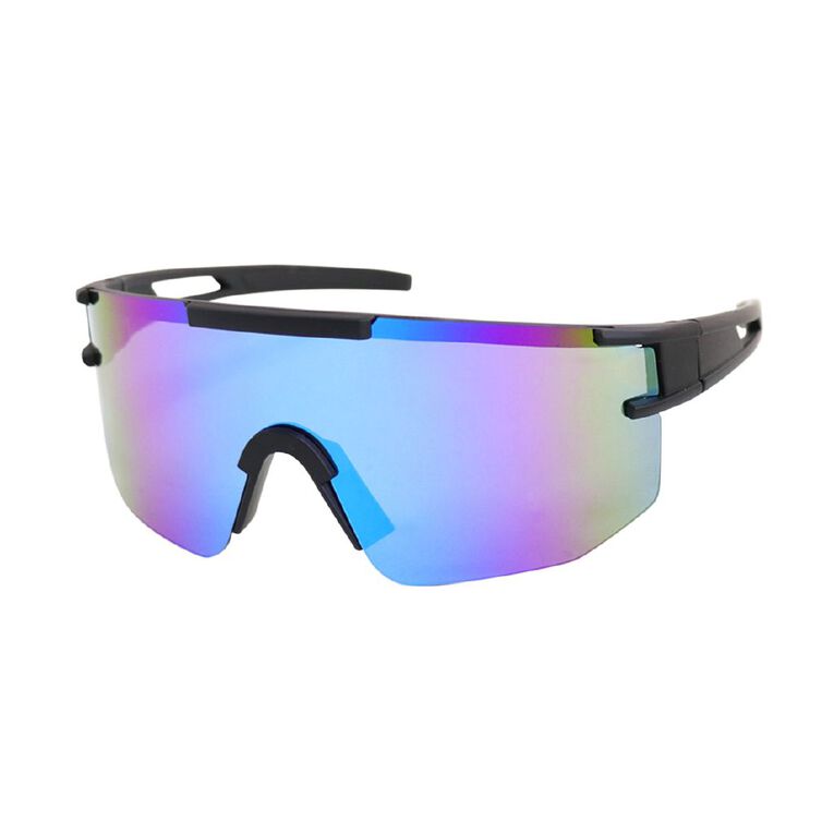 H&H Men's Shield Blue Mirror Sunglasses, , hi-res