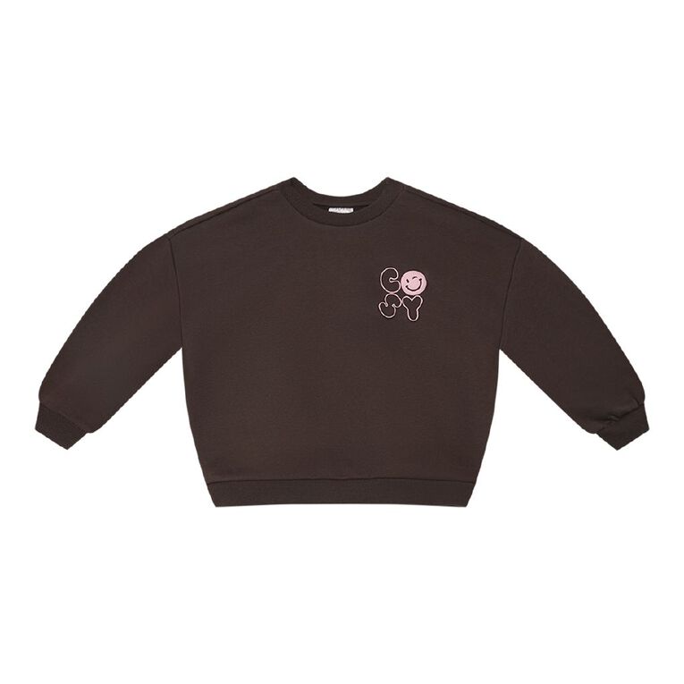 Young Original Cosy Fleece Crew Sweat, Brown Dark, hi-res