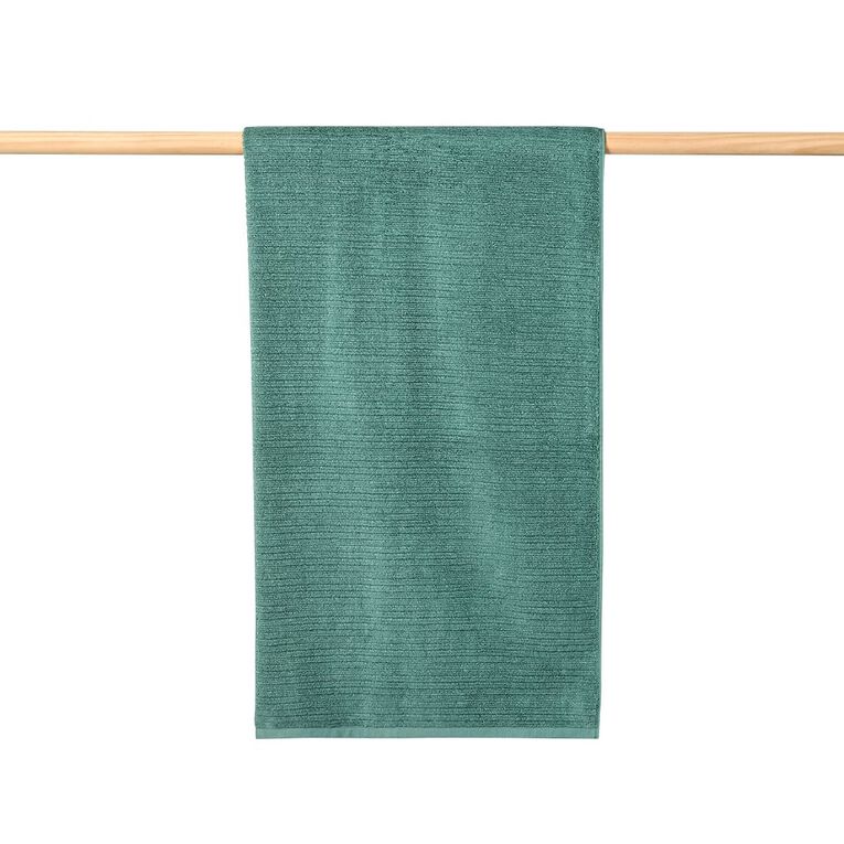 Living & Co Plush Ribbed Spa Towel Green 90cm x 150cm, Green, hi-res