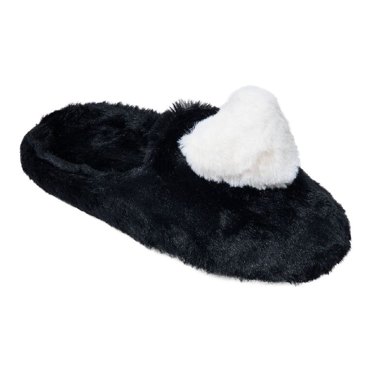 H&H Women's Heart Scuff Slippers, Black, hi-res