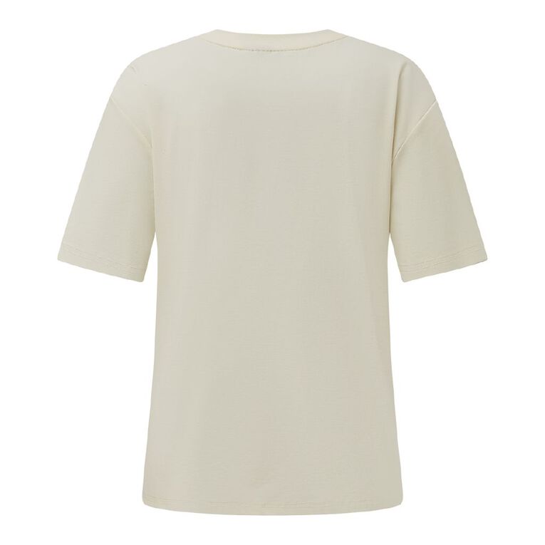 H&H Women's Short Sleeve Boxy Tee, Cream, hi-res