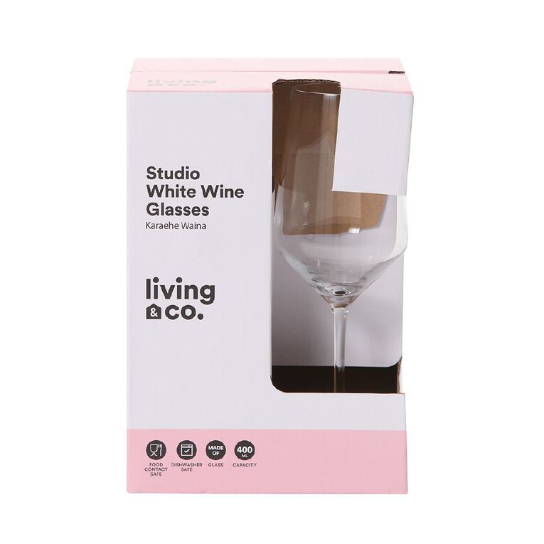 Living & Co Studio White Wine Glass Clear 4 Pack, , hi-res