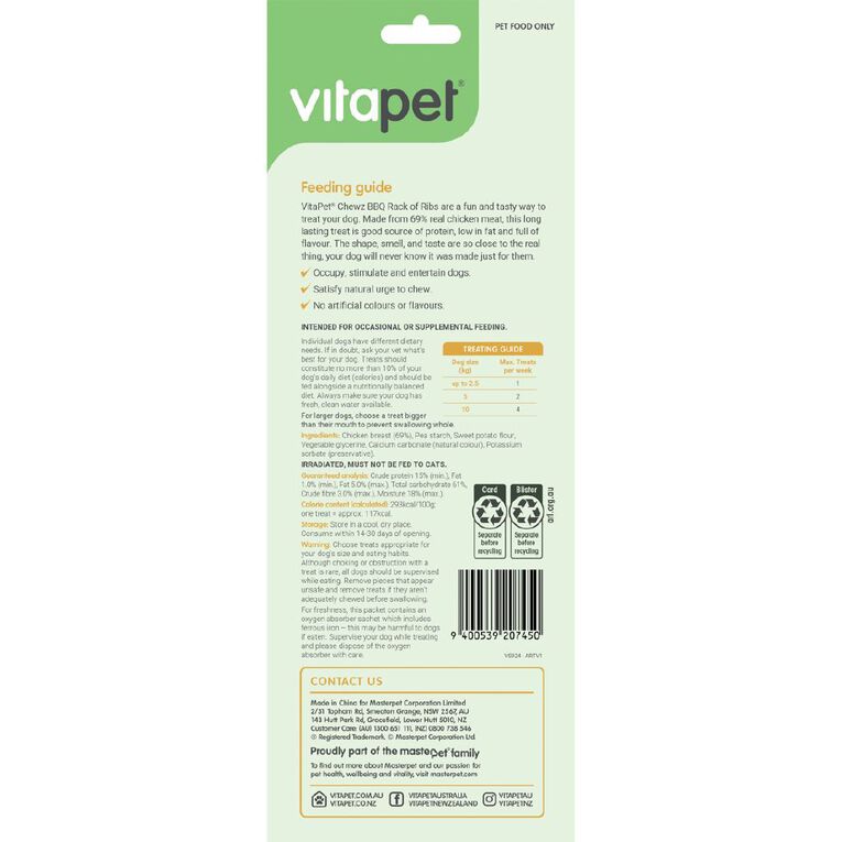 Vitapet BBQ Rack of Ribs Dog Treats 3 Pack, , hi-res