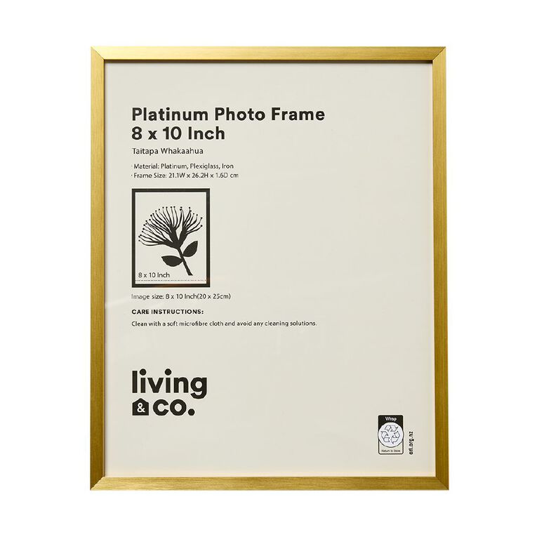 Living & Co Platinum Metal Photo Frame Gold 8in x 10in, , hi-res