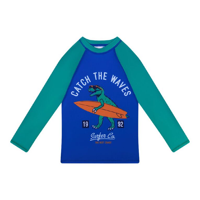 Young Original Long Sleeve Rash Vest, Green Mid, hi-res