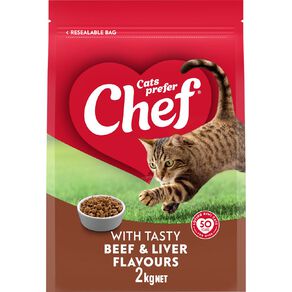 Chef With Tasty Beef And Liver Flavours Cat Food 2kg