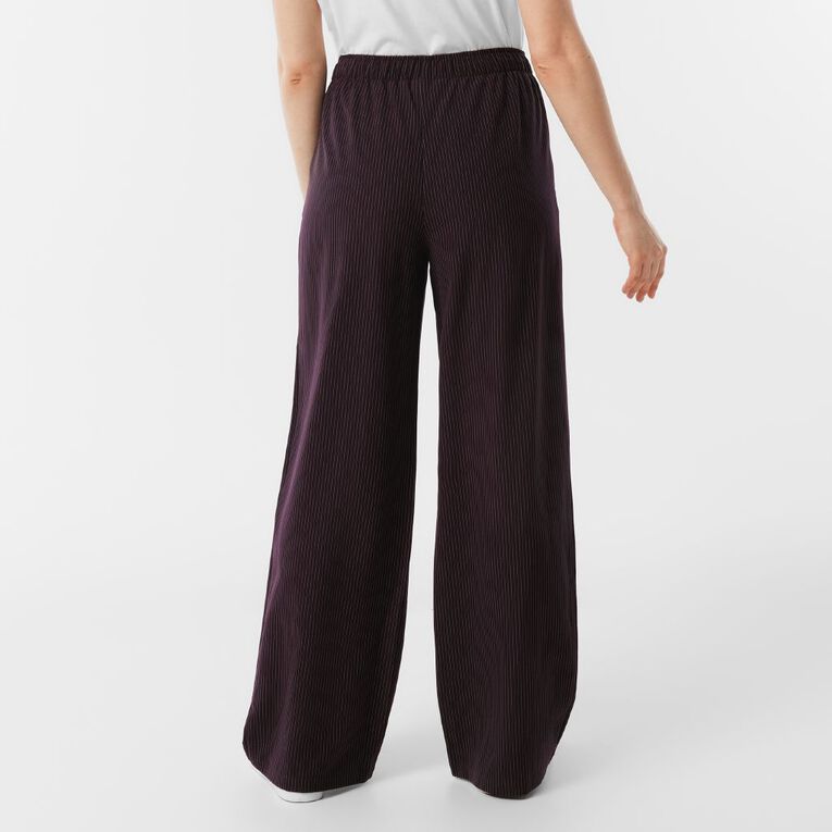 H&H Women's Wide Leg Pinstripe Pants, Purple Dark, hi-res