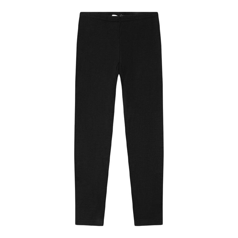 H&H Kids' Merino Thermal Leggings, Black, hi-res