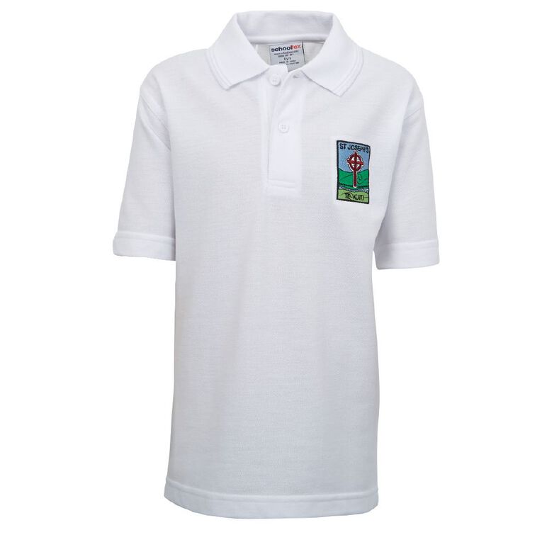 Schooltex St Joseph's Te Kuiti Short Sleeve Polo, White, hi-res