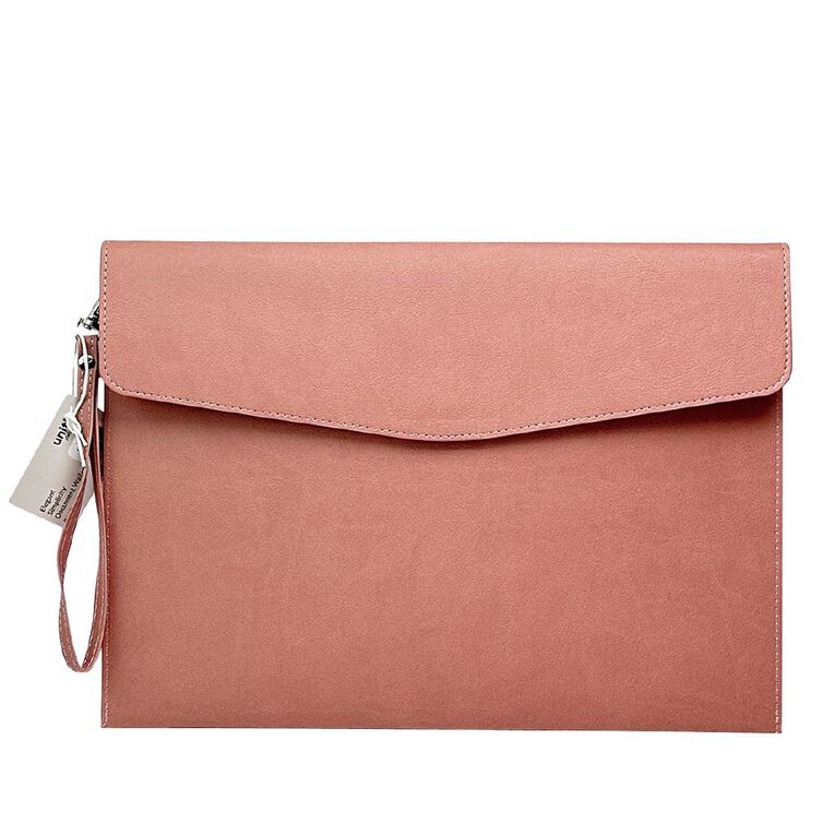 Uniti Stationery Pu Document Wallet A4 Pink, , hi-res