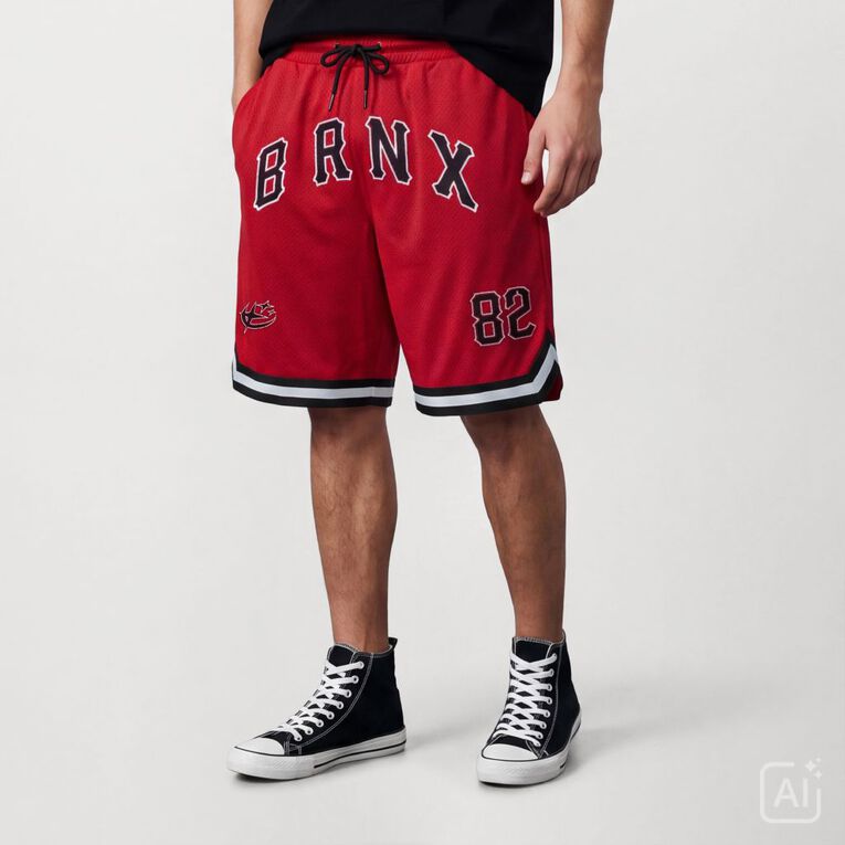 Garage Men's Basketball Shorts, Red Dark, hi-res
