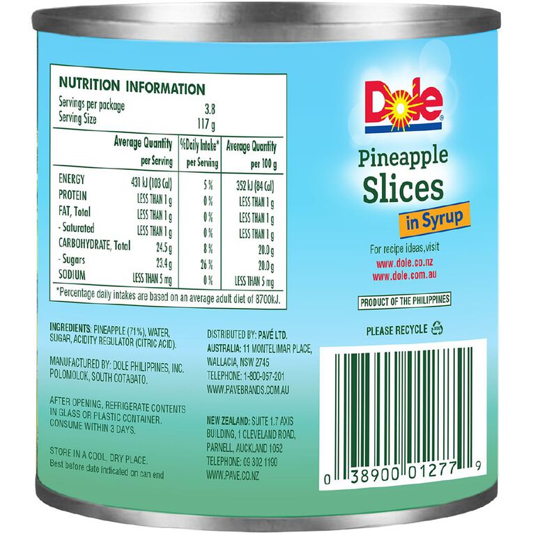 Dole Pineapple Slices In Syrup 439g, , hi-res